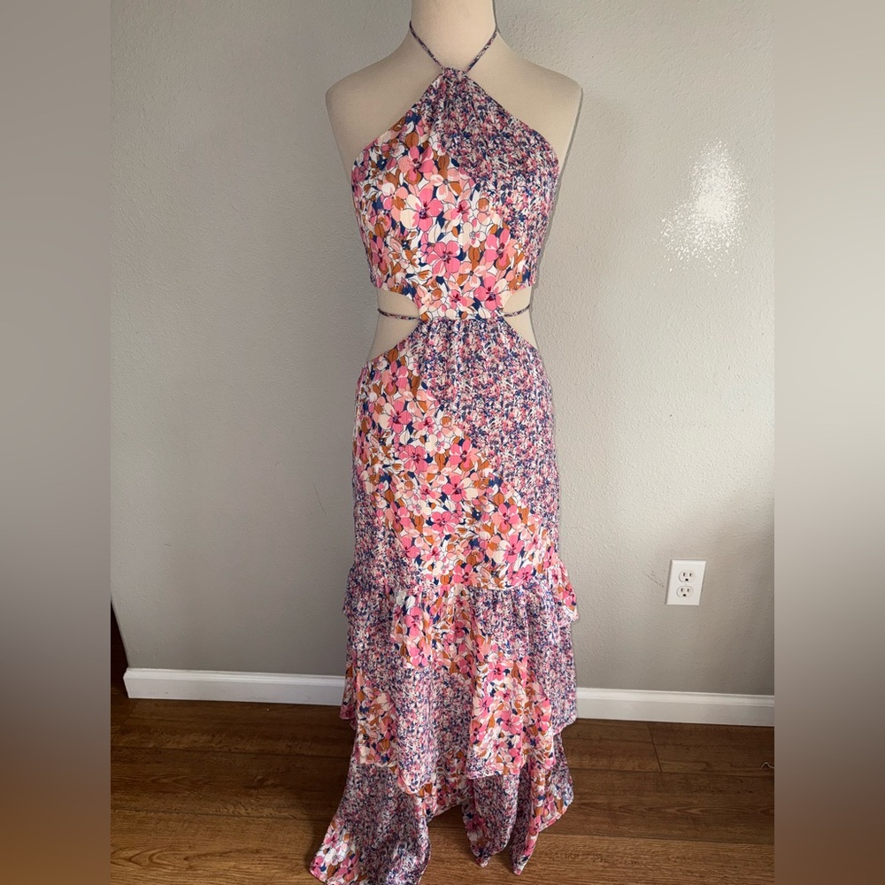 Hello Molly Pink Floral Halter Maxi Dress - Picture 3 of 11
